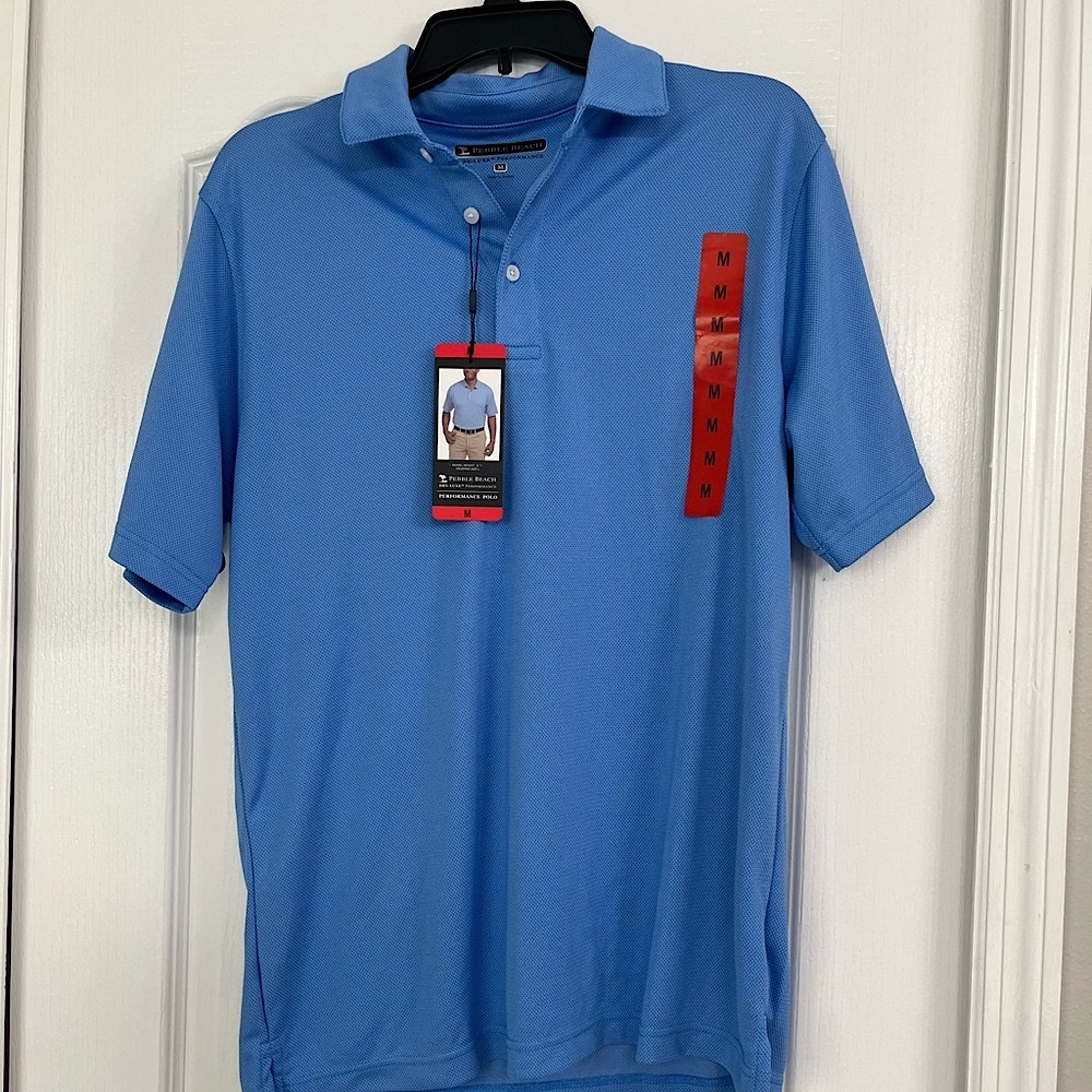 NWT Pebble Beach mens performance polo blue medium